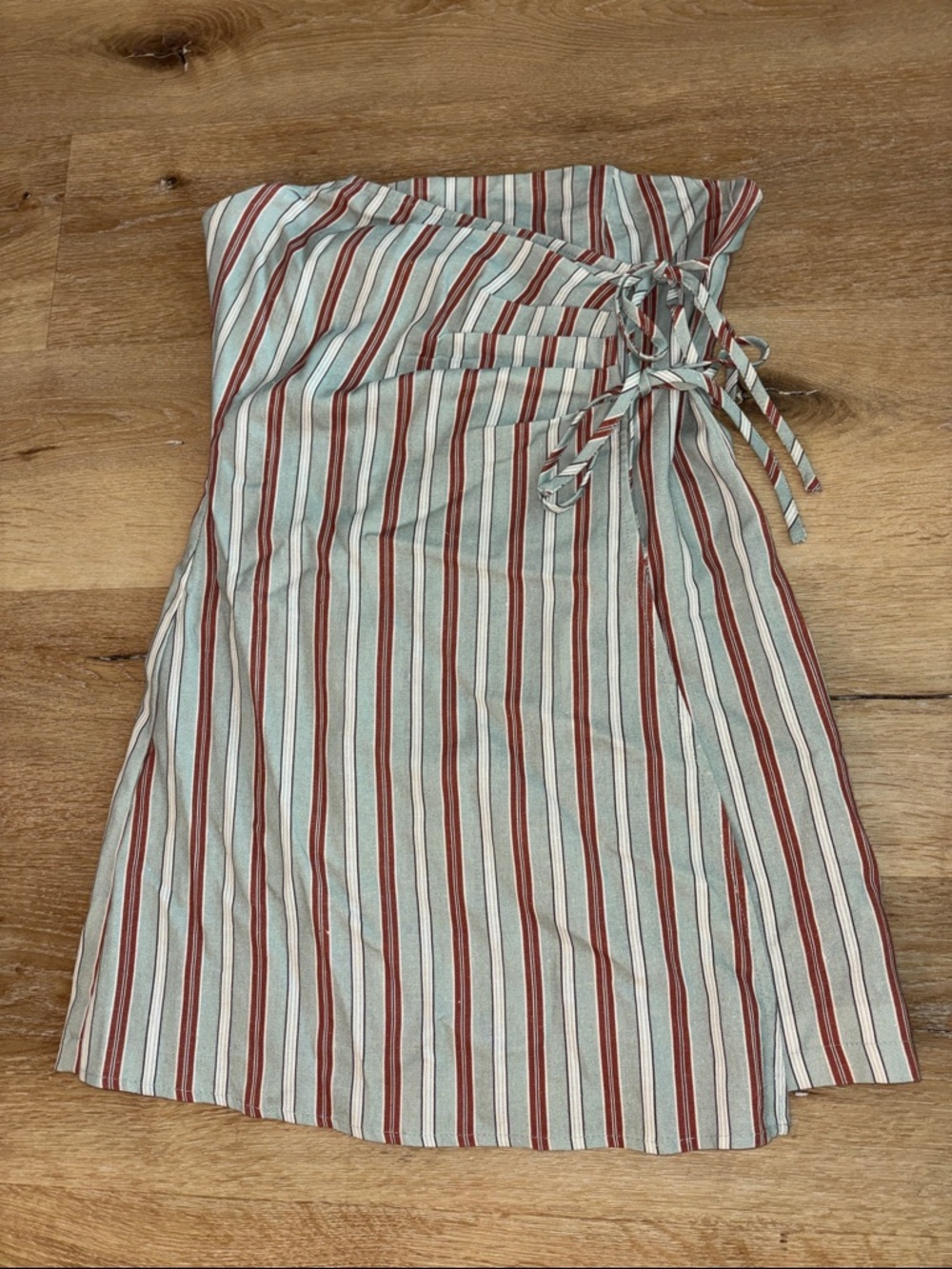 Peppermayo Linen-Blend Striped Strapless Wrap Mini-Dress Size 6 Vacation Summer